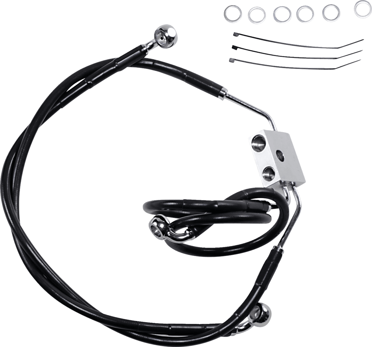DRAG SPECIALTIES 1741-3826 Brake Line - Front - Black - +4" - FXDF '12-'17