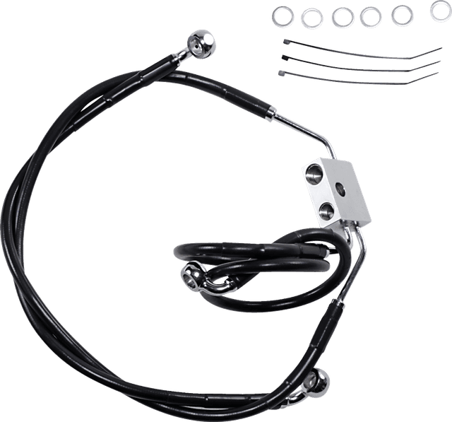 DRAG SPECIALTIES 1741-3826 Brake Line - Front - Black - +4" - FXDF '12-'17