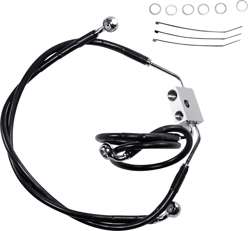 DRAG SPECIALTIES 1741-3826 Brake Line - Front - Black - +4" - FXDF '12-'17