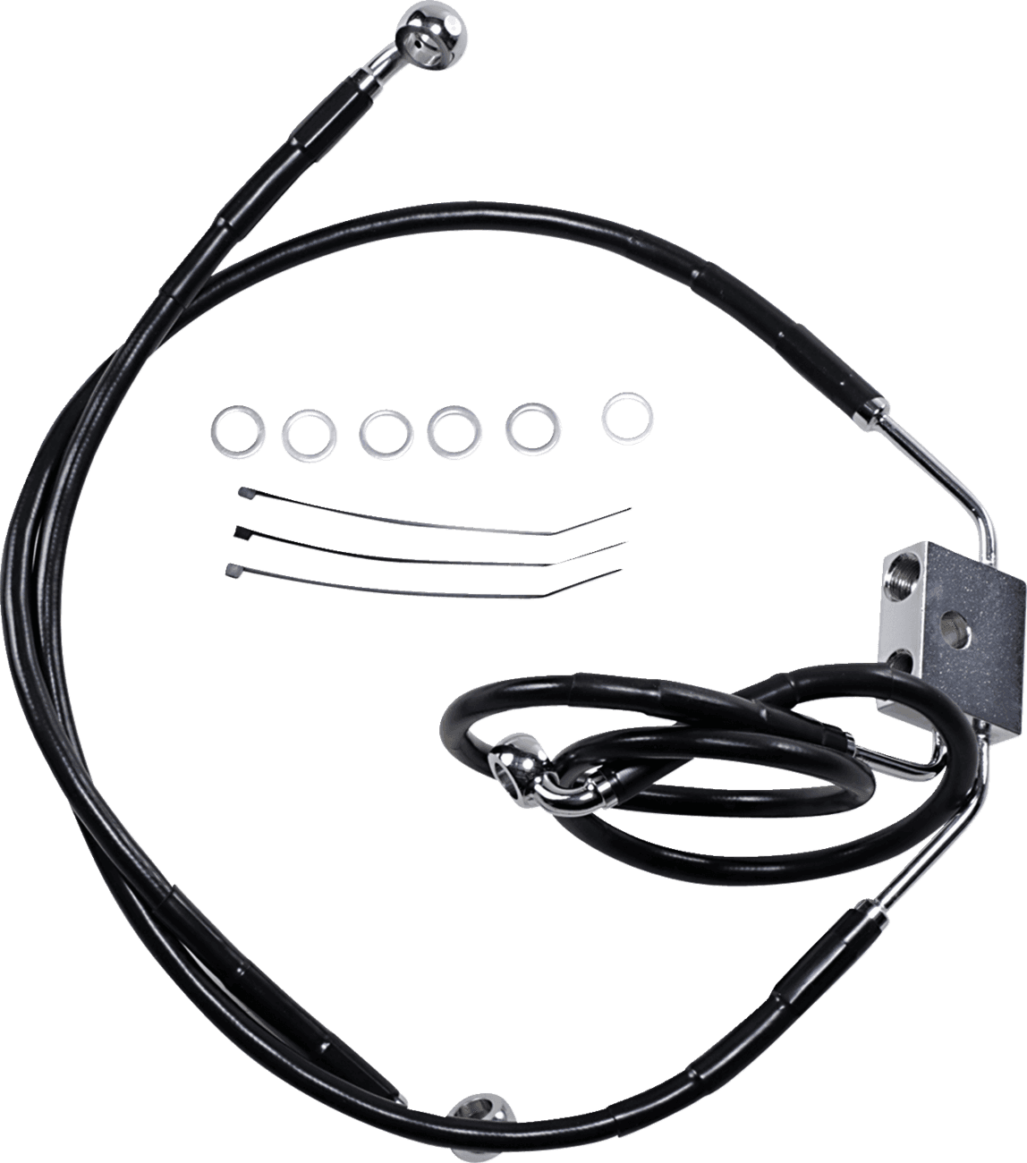 DRAG SPECIALTIES 1741-3828 Brake Line - Front - Black - +6" - FXDF '12-'17
