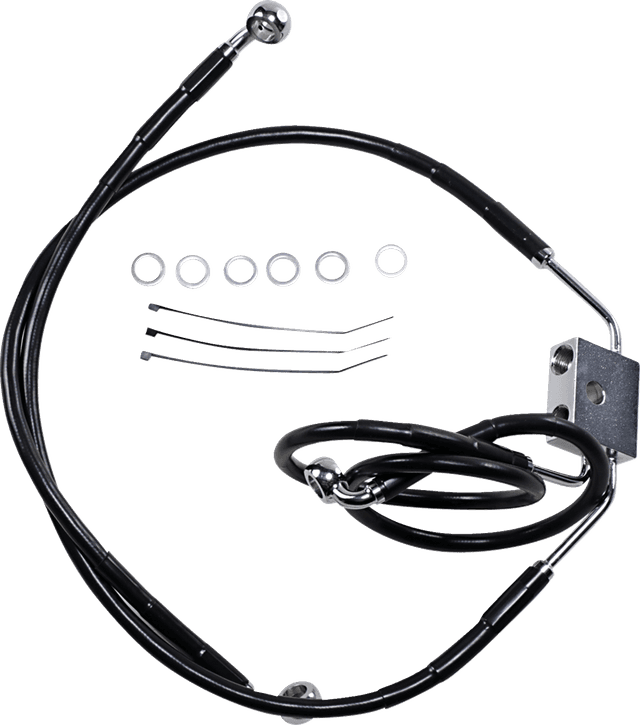 DRAG SPECIALTIES 1741-3828 Brake Line - Front - Black - +6" - FXDF '12-'17