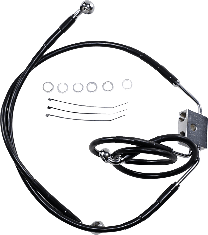 DRAG SPECIALTIES 1741-3828 Brake Line - Front - Black - +6" - FXDF '12-'17