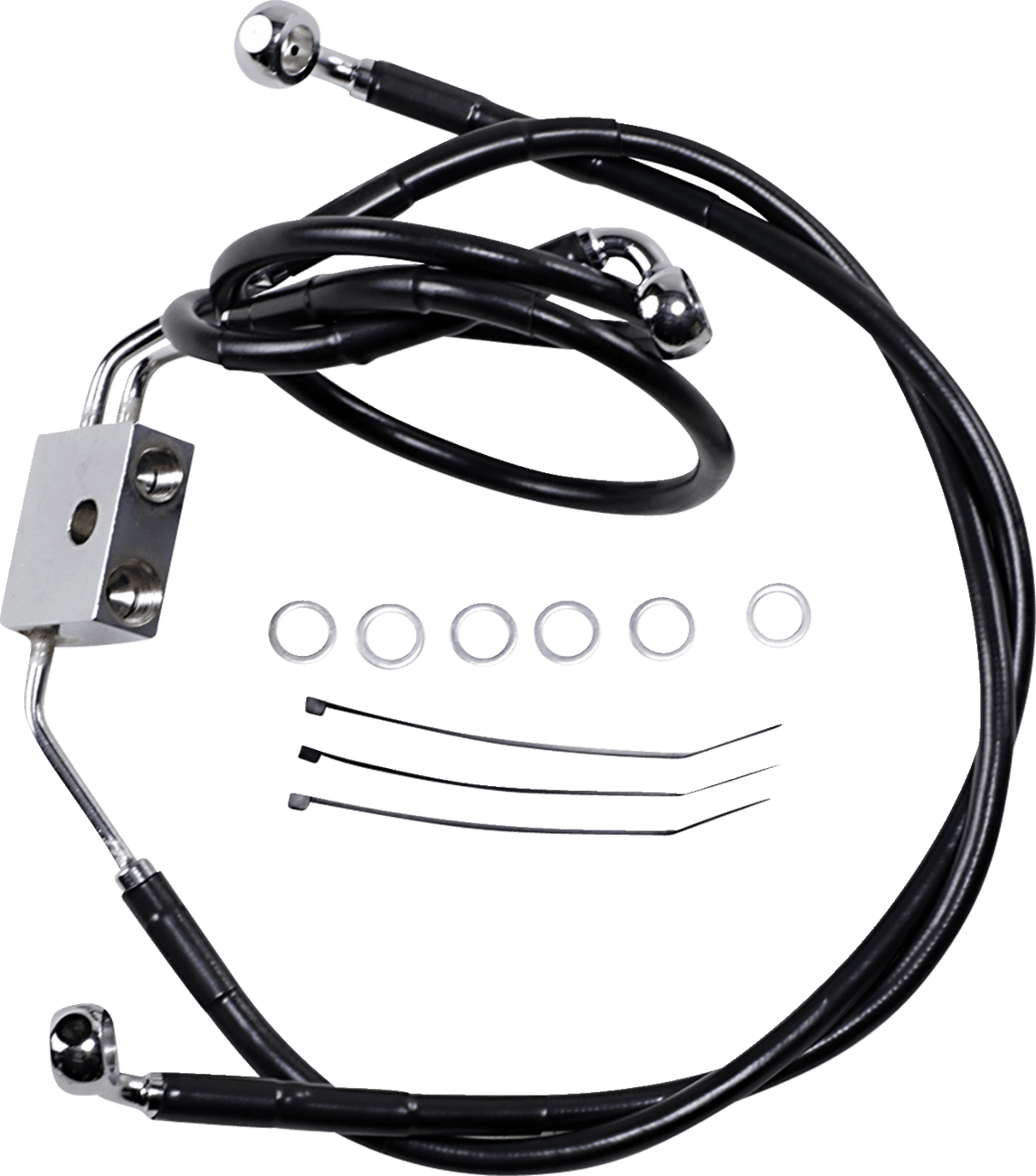 DRAG SPECIALTIES 1741-3830 Brake Line - Front - Black - +8" - FXDF '12-'17