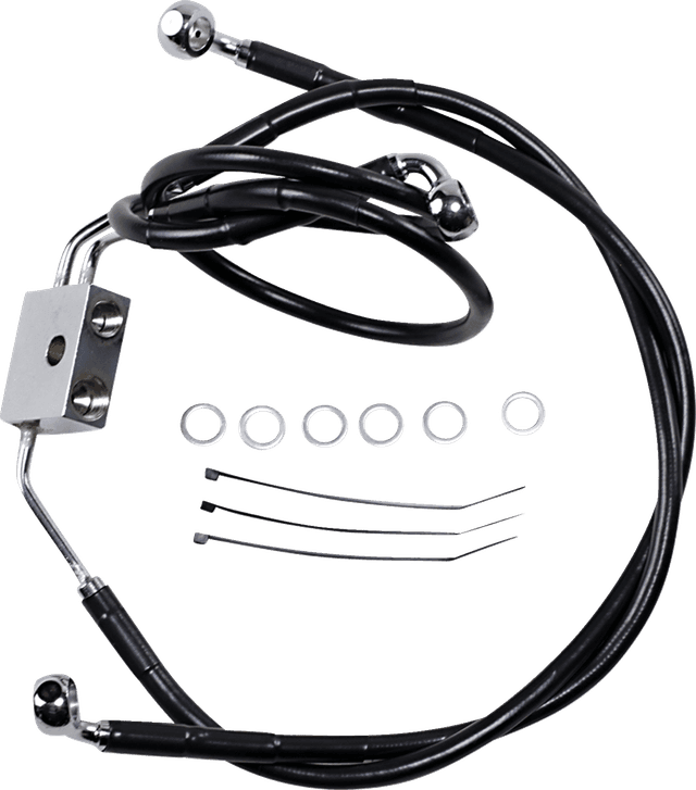 DRAG SPECIALTIES 1741-3830 Brake Line - Front - Black - +8" - FXDF '12-'17