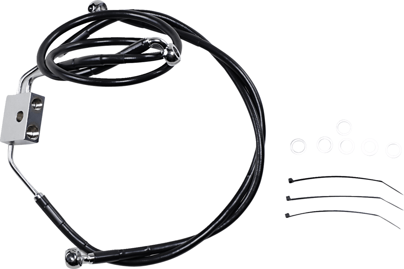 DRAG SPECIALTIES 1741-3832 Brake Line - Front - Black - +10" - FXDF '12-'17