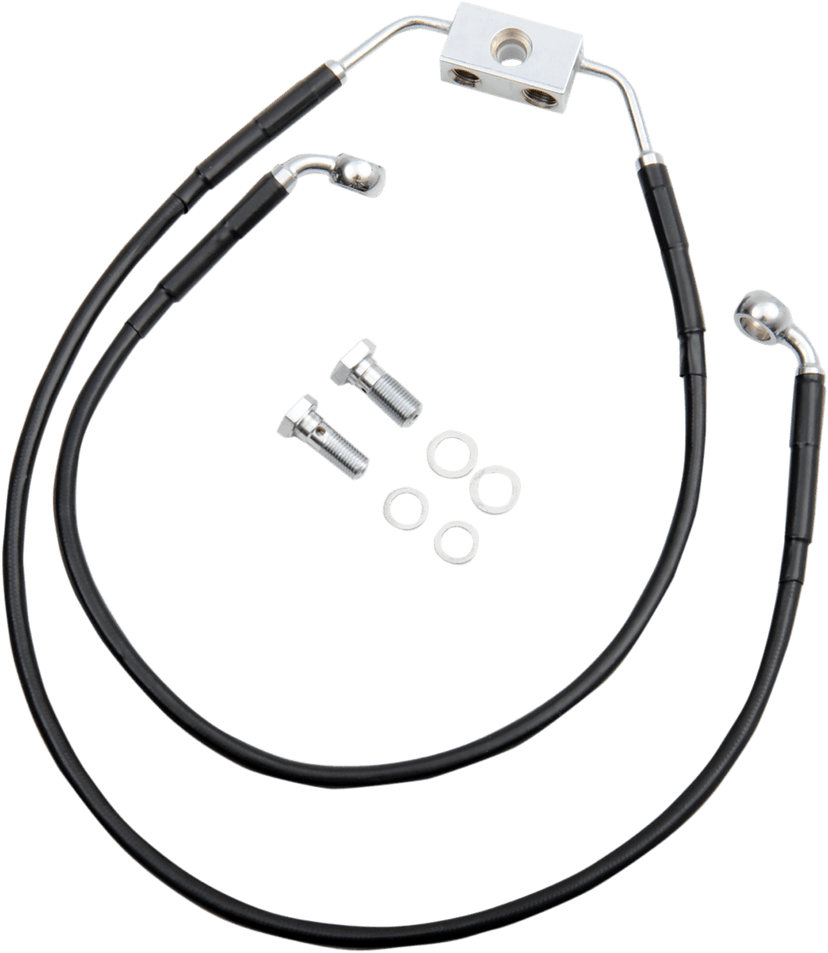 DRAG SPECIALTIES 1741-3840 Brake Line - Front - Black - +6"- FXDWG '12-'17
