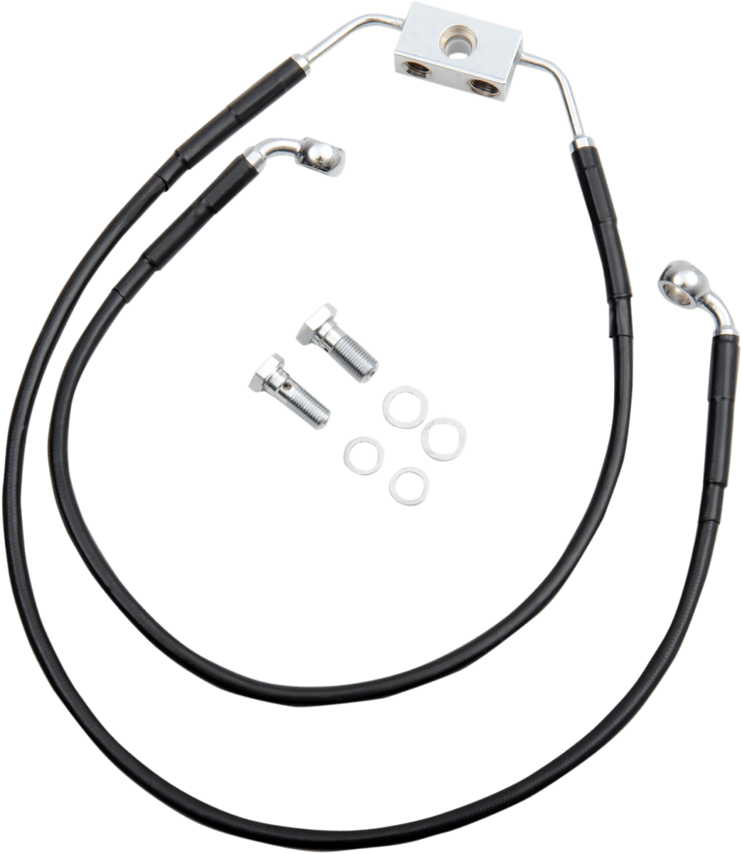 DRAG SPECIALTIES 1741-3844 Brake Line - Front - Black - +10" - FXDWG '12-'17