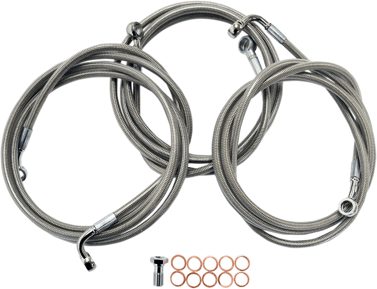 LA CHOPPERS 1741-3905 Brake Lines - 12" - 14" Ape Hanger Handlebars - Stainless Steel