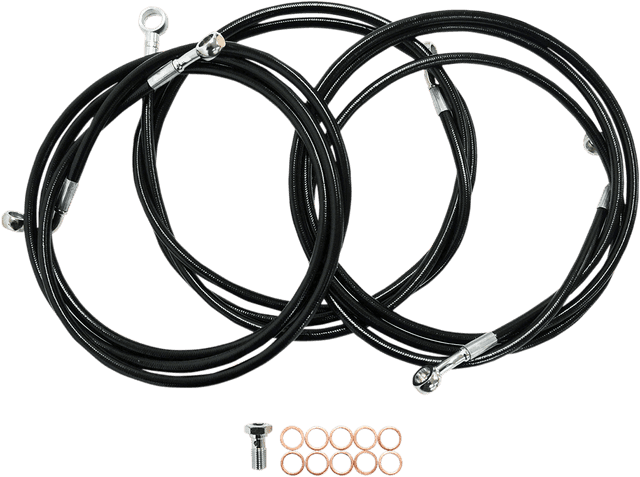LA CHOPPERS 1741-3906 Brake Line - 12" - 14" Ape Hanger Handlebars - Black