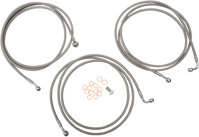 LA CHOPPERS 1741-3909 Brake Lines - 18" - 20" Ape Hanger Handlebars - Stainless Steel