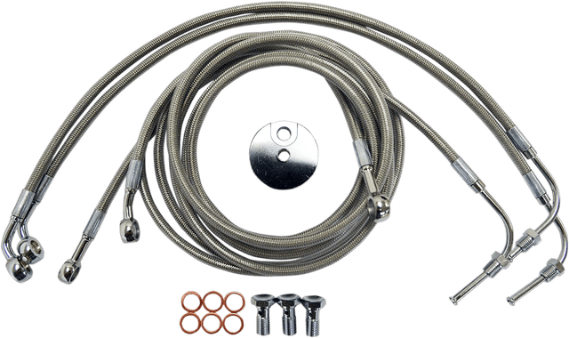 LA CHOPPERS 1741-3929 Brake Lines - 12" - 14" Ape Hanger Handlebars - Stainless Steel — image 1 of 2