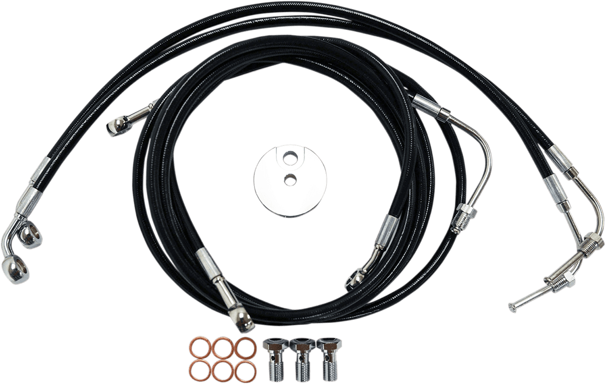 LA CHOPPERS 1741-3930 Brake Line - 12" - 14" Ape Hanger Handlebars - Black