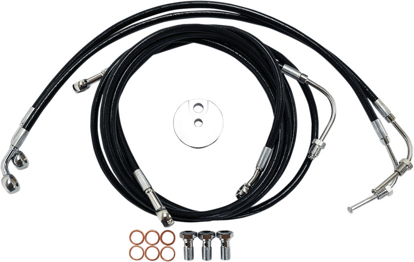 LA CHOPPERS 1741-3930 Brake Line - 12" - 14" Ape Hanger Handlebars - Black