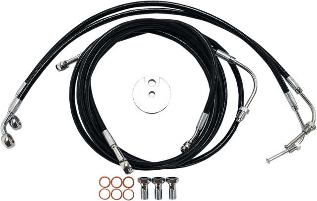 LA CHOPPERS 1741-3932 Brake Line - 15" - 17" Ape Hanger Handlebars - Black