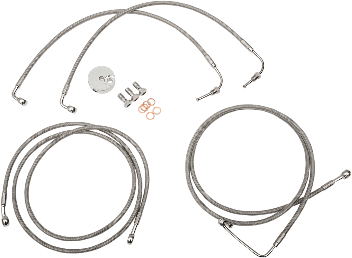 LA CHOPPERS 1741-3941 Brake Lines - 12" - 14" Ape Hanger Handlebars - Stainless Steel