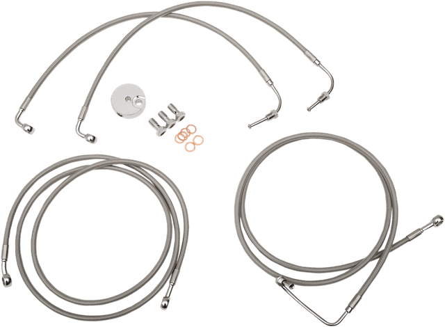 LA CHOPPERS 1741-3941 Brake Lines - 12" - 14" Ape Hanger Handlebars - Stainless Steel
