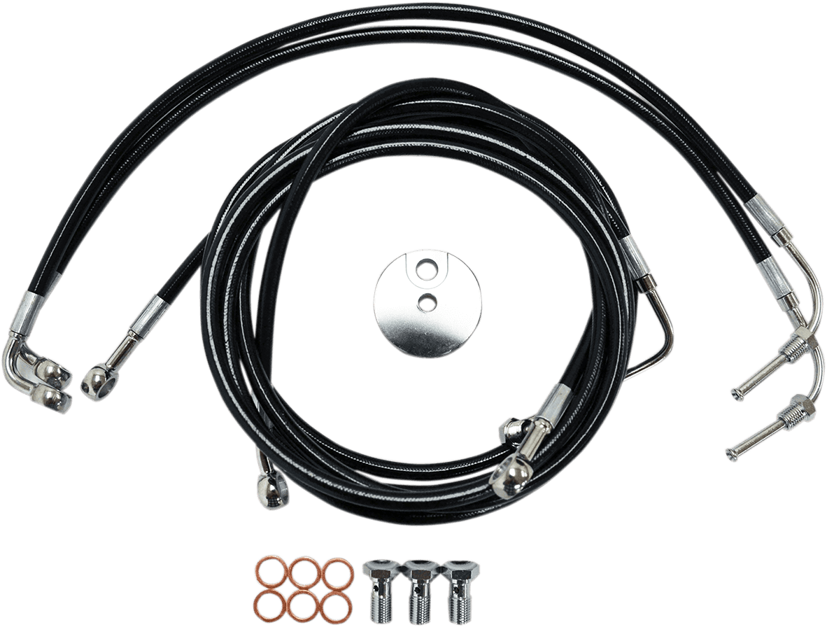 LA CHOPPERS 1741-3942 Brake Line - 12" - 14" Ape Hanger Handlebars - Black