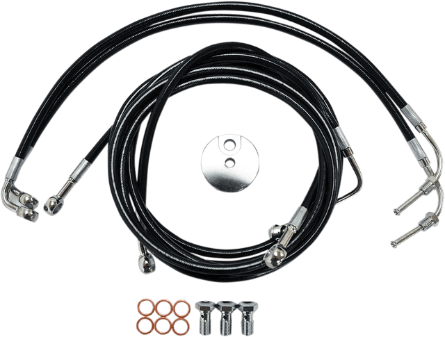 LA CHOPPERS 1741-3944 Brake Line - 15" - 17" Ape Hanger Handlebars - Black