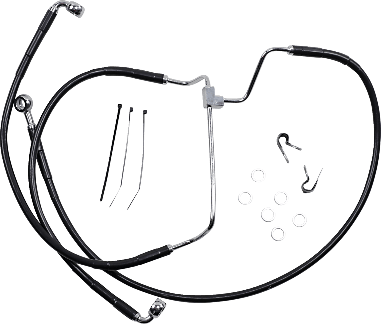 DRAG SPECIALTIES 1741-3976 Brake Line - Front - Black - +2"