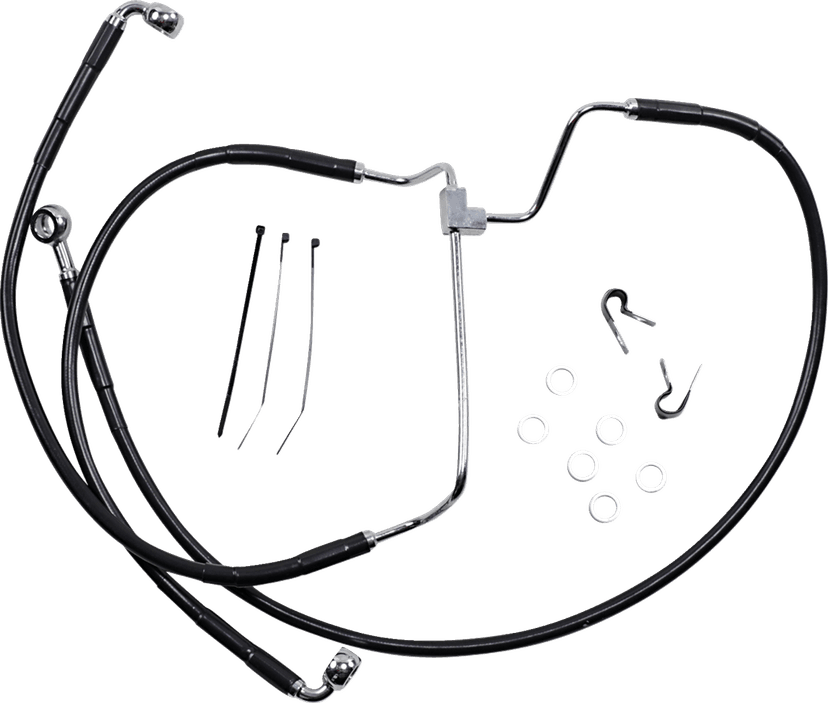 DRAG SPECIALTIES 1741-3976 Brake Line - Front - Black - +2"