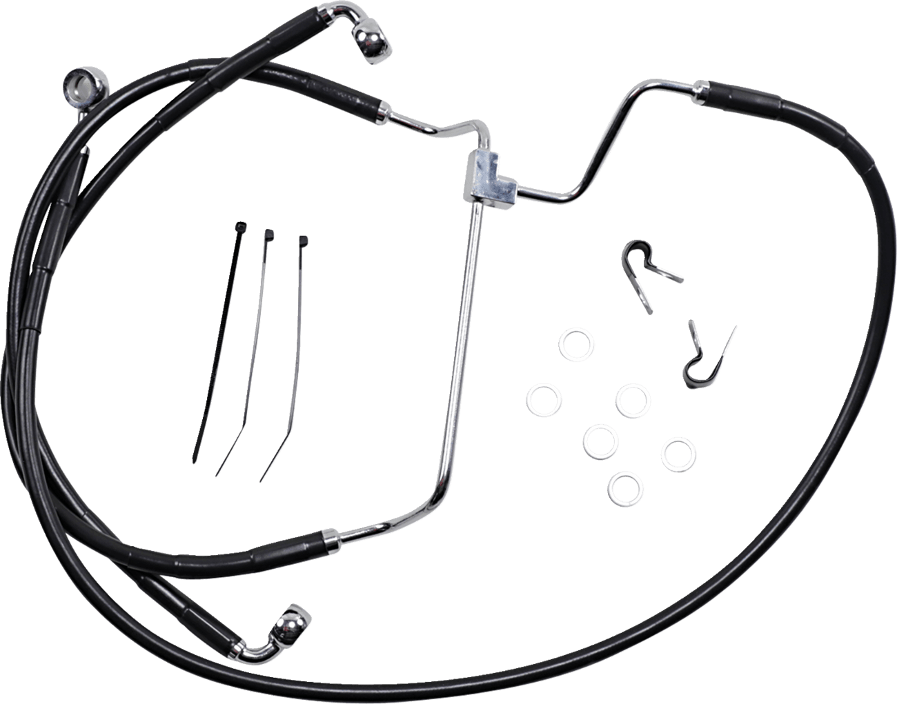 DRAG SPECIALTIES 1741-3978 Brake Line - Front - Black - +4"