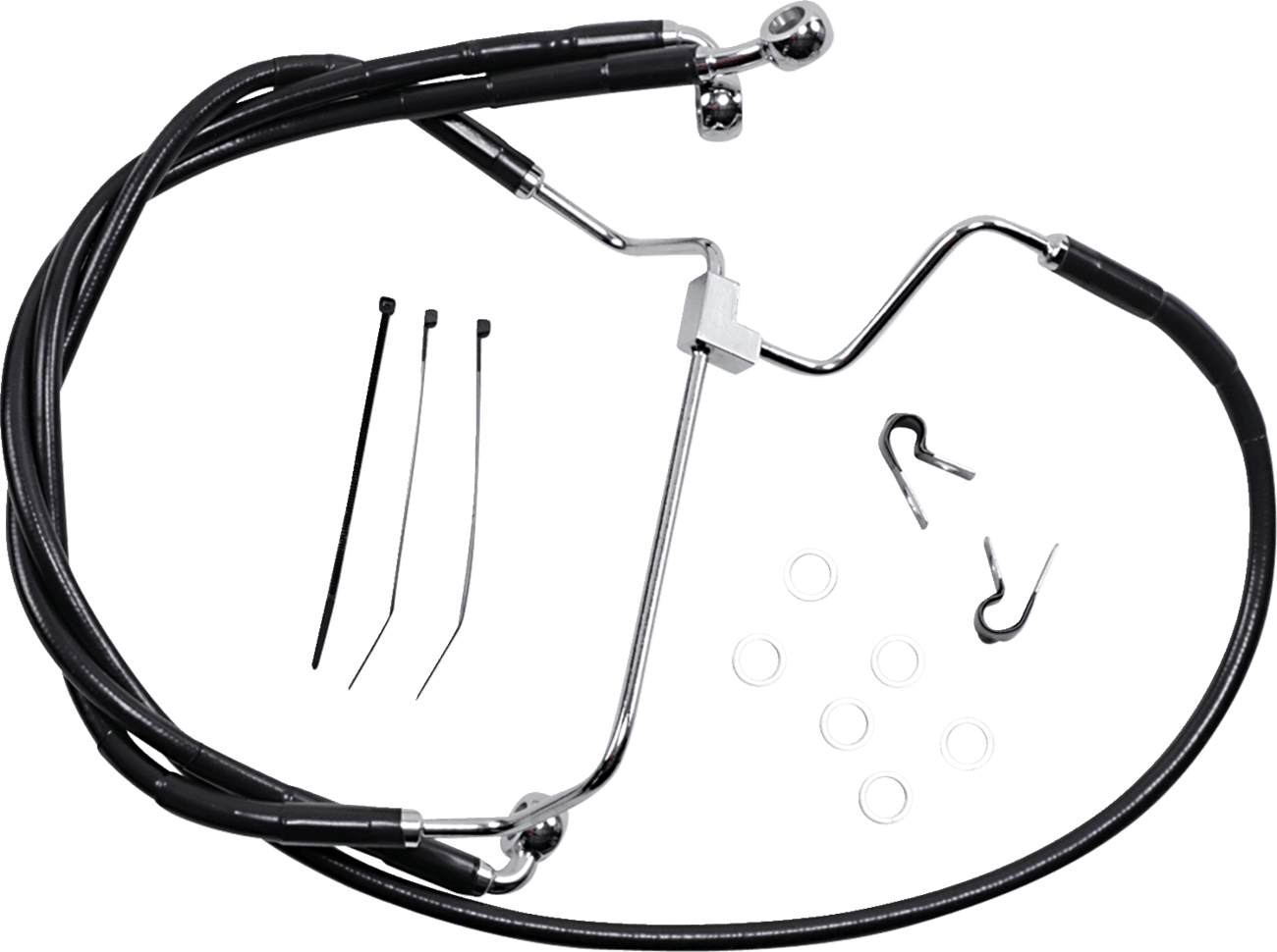 DRAG SPECIALTIES 1741-3980 Brake Line - Front - Black - +6"