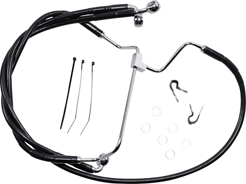 DRAG SPECIALTIES 1741-3980 Brake Line - Front - Black - +6"