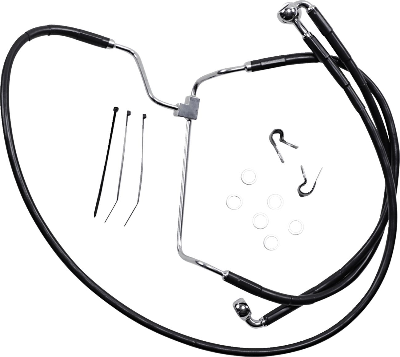 DRAG SPECIALTIES 1741-3982 Brake Line - Front - Black - +8"