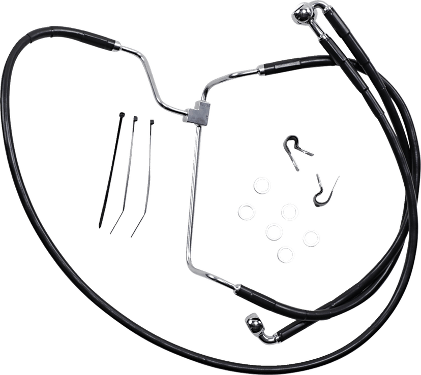DRAG SPECIALTIES 1741-3982 Brake Line - Front - Black - +8"