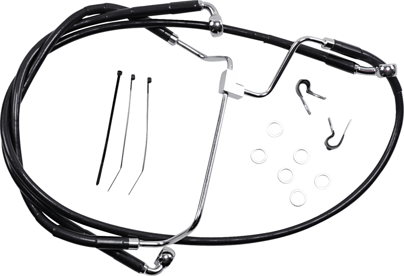 DRAG SPECIALTIES 1741-3984 Brake Line - Front - Black - +10"