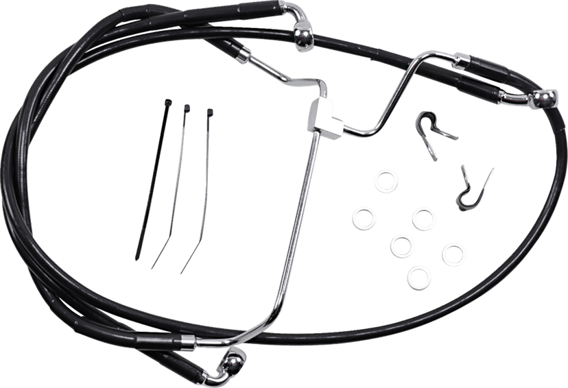DRAG SPECIALTIES 1741-3984 Brake Line - Front - Black - +10"