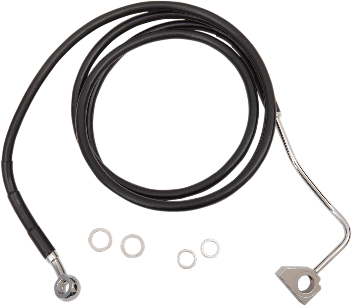 DRAG SPECIALTIES 1741-3996 Brake Line - Front (Upper) - Black - +4" with ABS