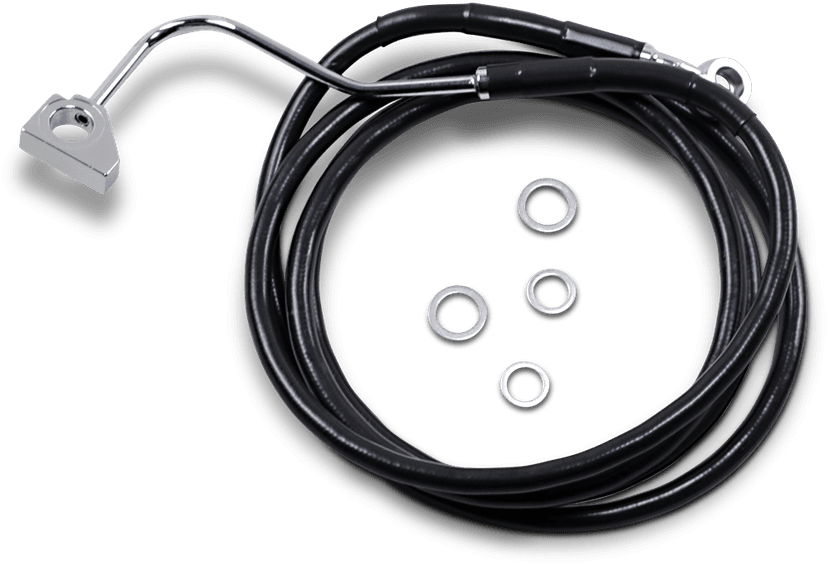 DRAG SPECIALTIES 1741-3999 Brake Line - Front (Upper) - Black - +10" with ABS