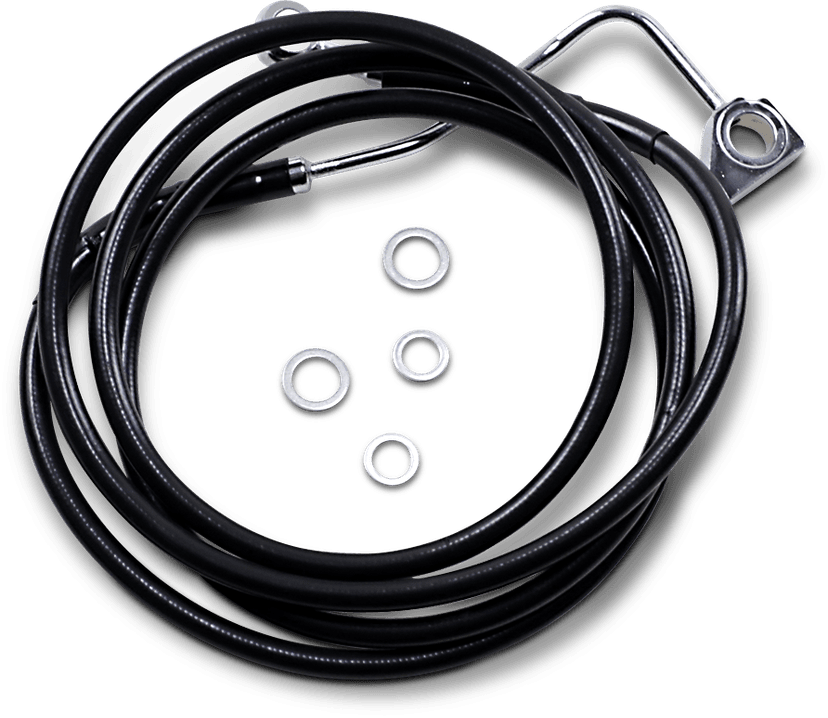 DRAG SPECIALTIES 1741-4000 Brake Line - Front (Upper) - Black - +12" with ABS