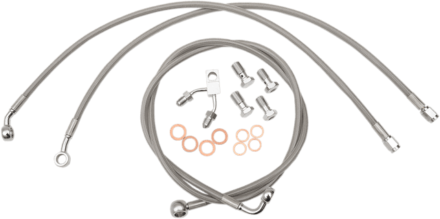LA CHOPPERS 1741-4207 Brake Lines - 15" - 17" Ape Hanger Handlebars - Stainless Steel