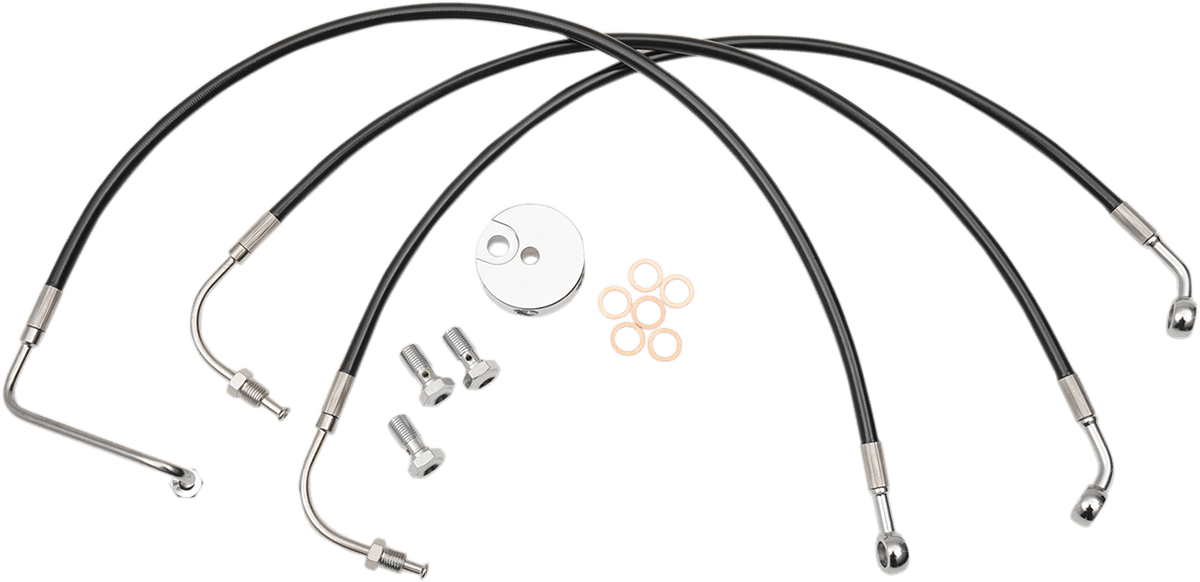 LA CHOPPERS 1741-4218 Brake Line - 12" - 14" Ape Hanger Handlebars - Black