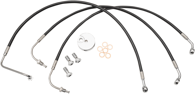LA CHOPPERS 1741-4230 Brake Line - 12" - 14" Ape Hanger Handlebars - Black