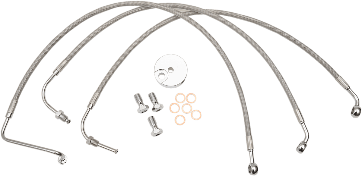 LA CHOPPERS 1741-4233 Brake Lines - 18" - 20" Ape Hanger Handlebars - Stainless Steel