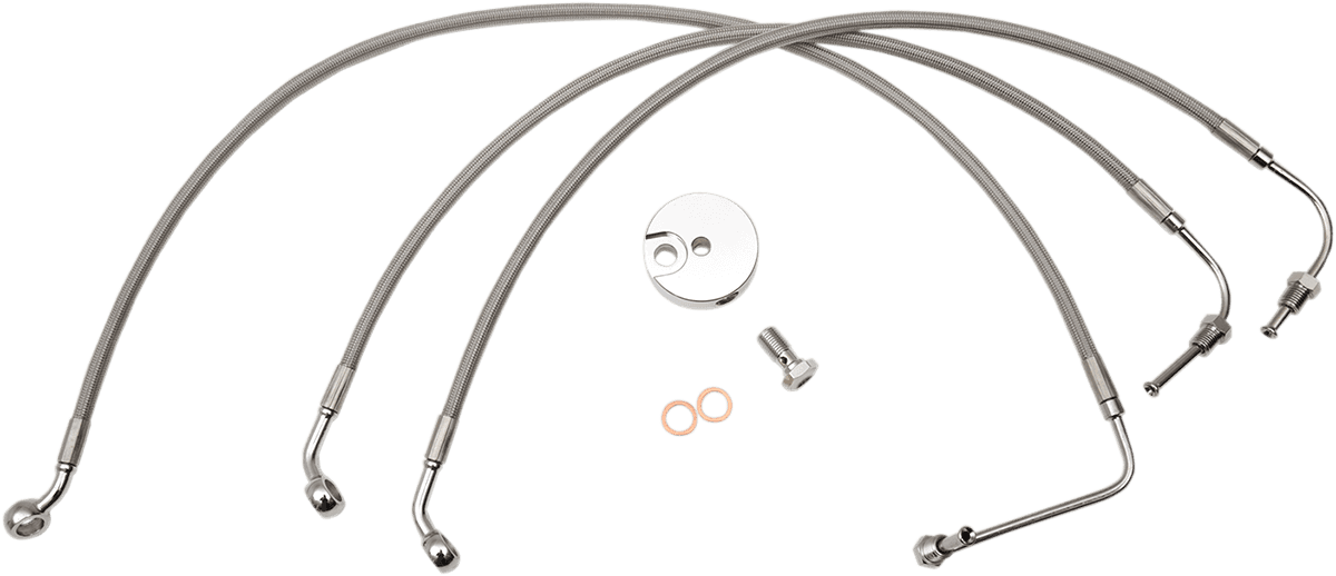 LA CHOPPERS 1741-4349 Brake Lines - 12" - 14" Ape Hanger Handlebars - Stainless Steel