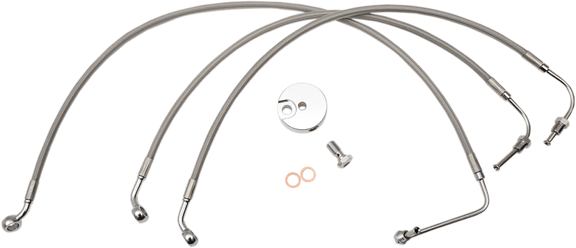 LA CHOPPERS 1741-4349 Brake Lines - 12" - 14" Ape Hanger Handlebars - Stainless Steel