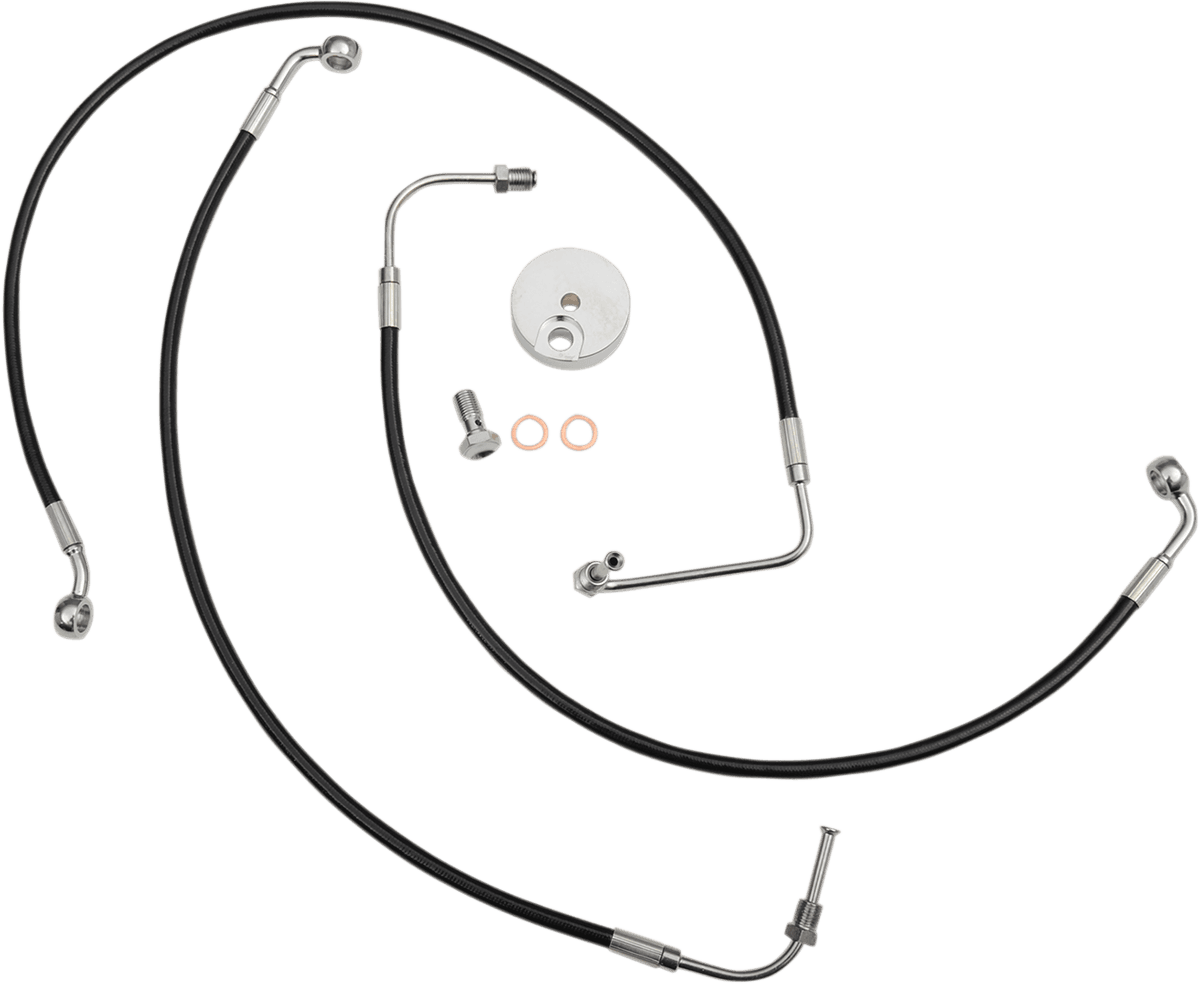 LA CHOPPERS 1741-4350 Brake Line - 12" - 14" Ape Hanger Handlebars - Black
