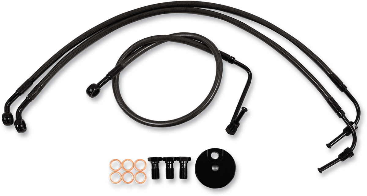 LA CHOPPERS 1741-4407 Brake Lines - 12" - 14" Ape Hanger Handlebars - Midnight