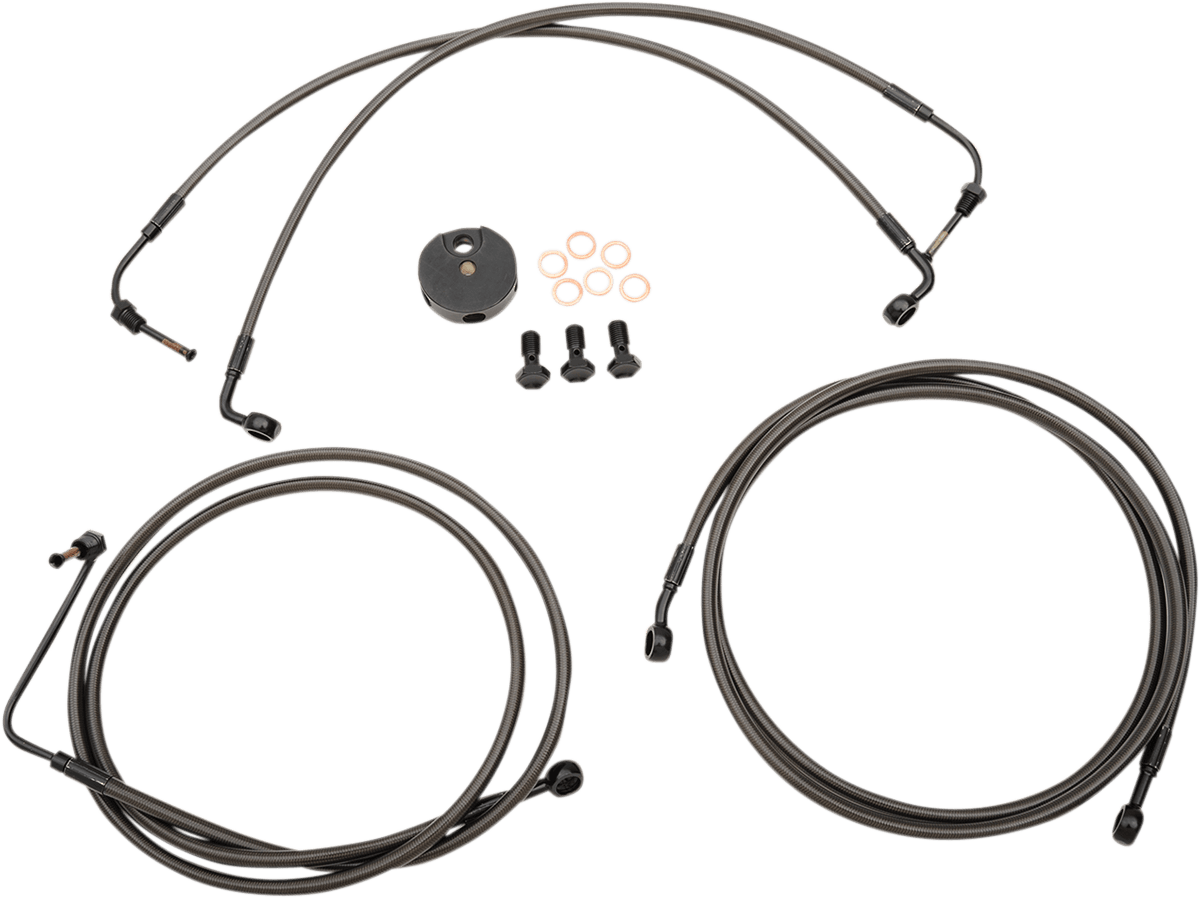 LA CHOPPERS 1741-4413 Brake Lines - 12" - 14" Ape Hanger Handlebars - Midnight