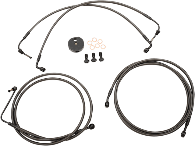 LA CHOPPERS 1741-4413 Brake Lines - 12" - 14" Ape Hanger Handlebars - Midnight