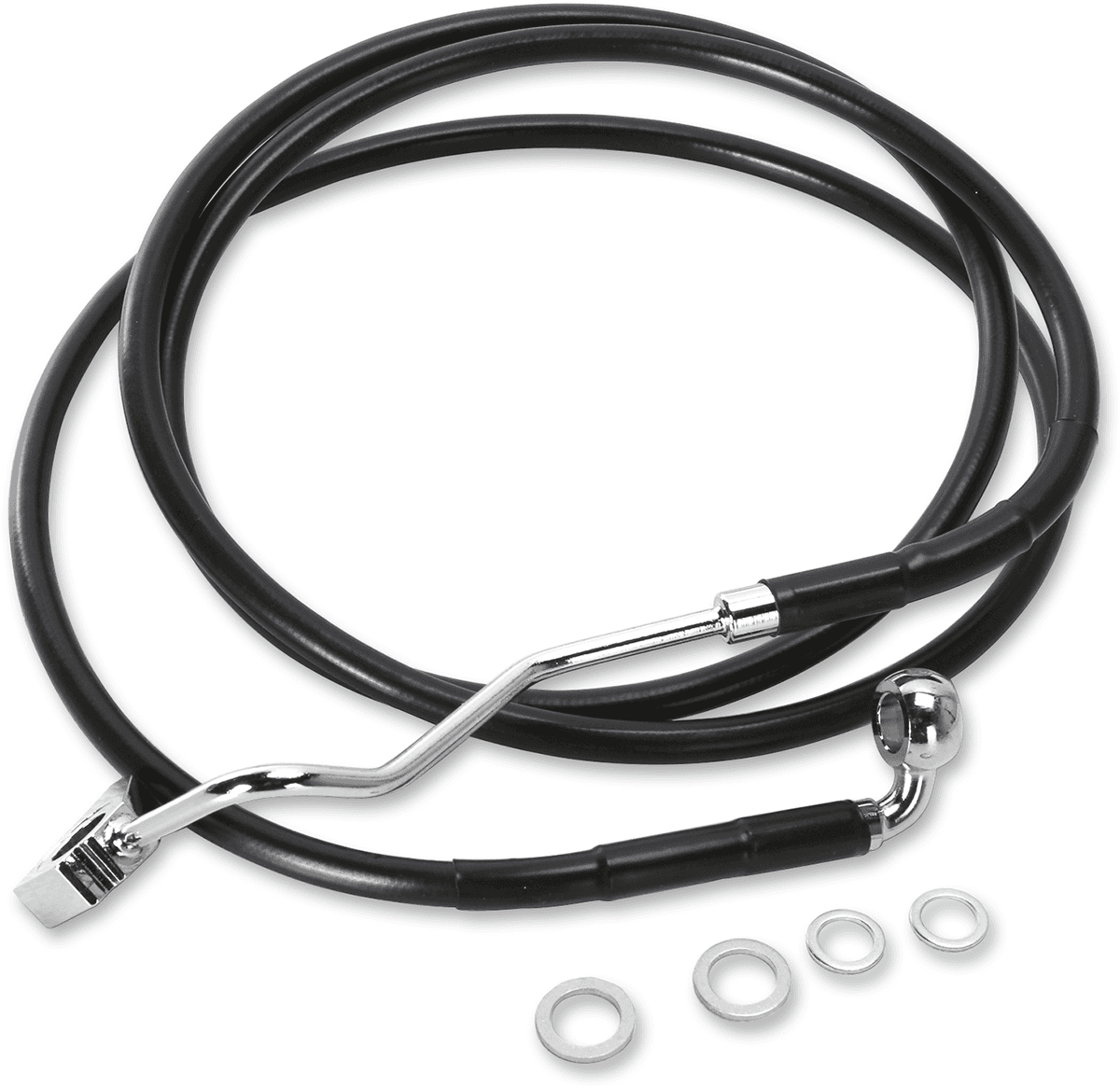 DRAG SPECIALTIES 1741-4507 Brake Line - Front (Upper) - Black - +6"