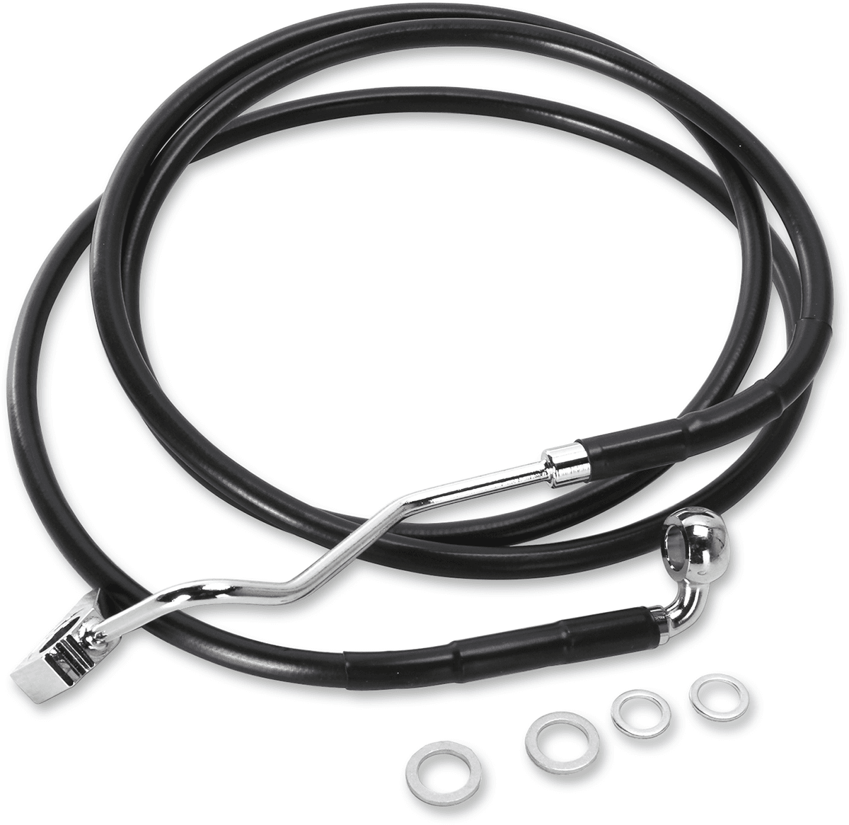 DRAG SPECIALTIES 1741-4507 Brake Line - Front (Upper) - Black - +6"