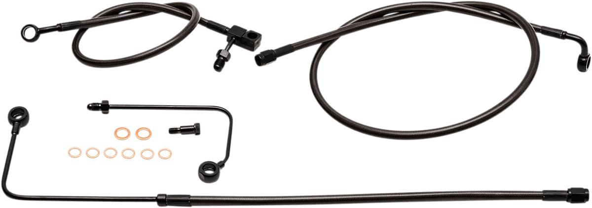 LA CHOPPERS 1741-4627 Brake Lines - 12" - 14" Ape Hanger Handlebars - Midnight