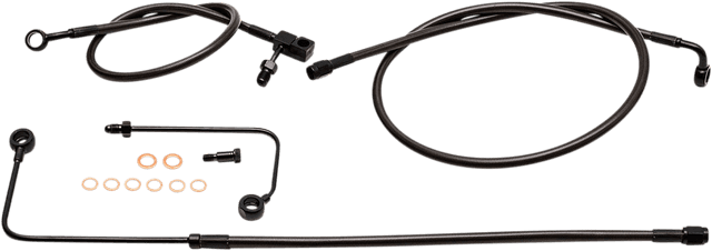 LA CHOPPERS 1741-4627 Brake Lines - 12" - 14" Ape Hanger Handlebars - Midnight