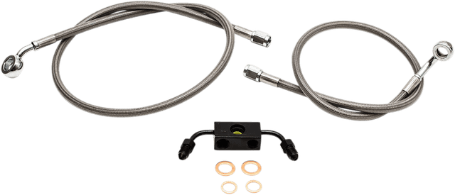 LA CHOPPERS 1741-4637 Brake Lines - 12" - 14" Ape Hanger Handlebars - Stainless Steel