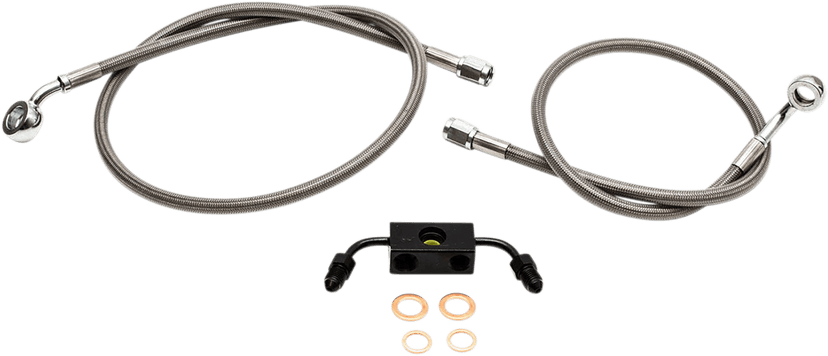 LA CHOPPERS 1741-4637 Brake Lines - 12" - 14" Ape Hanger Handlebars - Stainless Steel